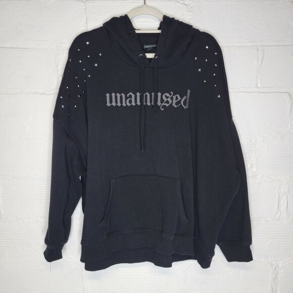torrid Tops - Torrid Women's Size 2 Pullover Hoodie Sweatshirt Graphic Unamused Black Studded